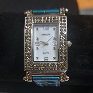 Chico's Silver and Blue Quartz Watch
